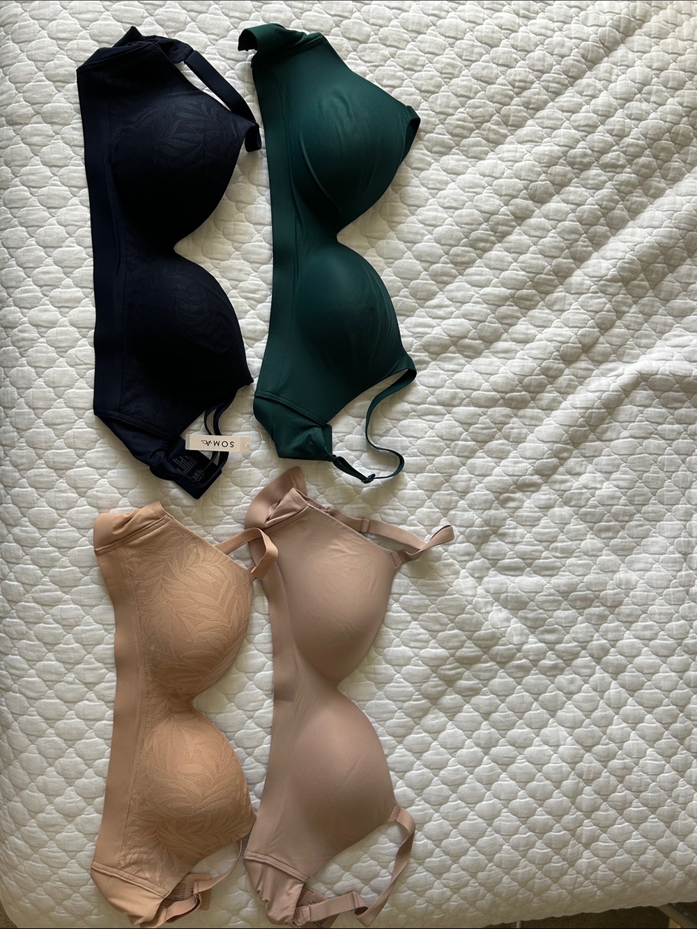 Soma Seamless T-Shirt Bra Set - Navy, Forest Green, Nude, Blush